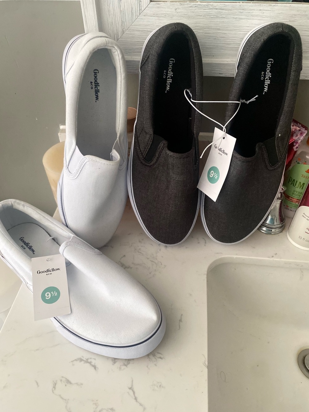 Goodfellow & Co Canvas Slip-On Pair — Grey & White Duo